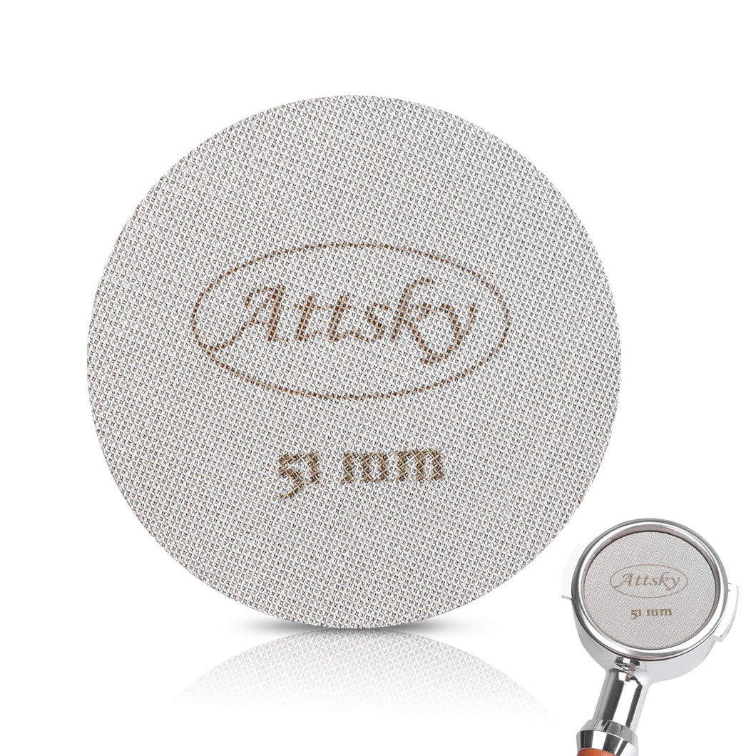 Attsky 51mm Espresso Puck Screen, Espresso Filter for 51mm Portafilter Filter Basket, Reusable Espresso Screen with 1.7mm Thickness 150μm 316 Stainless Steel