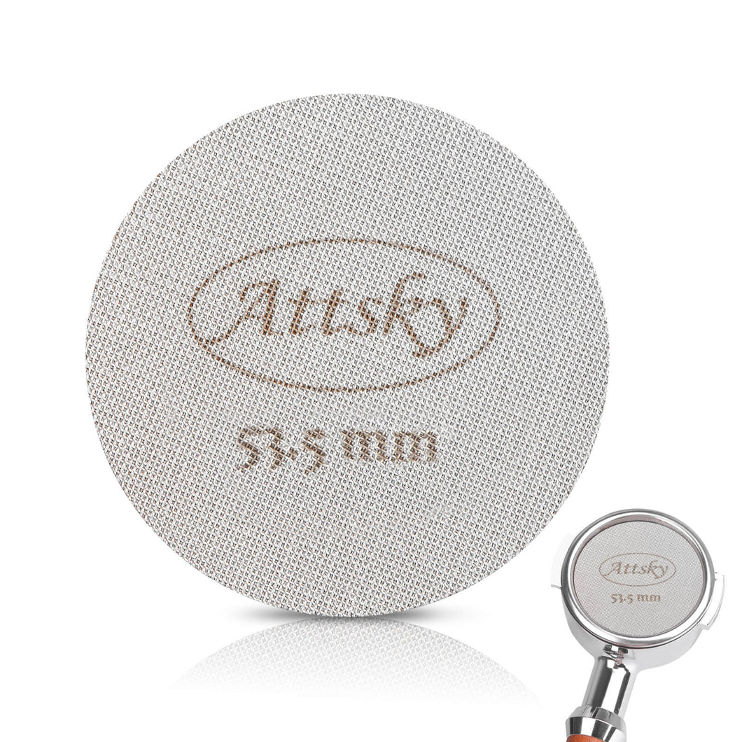 Attsky 53.5mm Espresso Puck Screen, Espresso Filter for 54mm Portafilter Filter Basket, Reusable Espresso Screen with 1.7mm Thickness 150μm 316 Stainless Steel